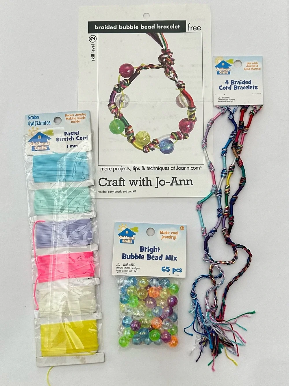 JoAnn Fabrics Braided Bubble Bead Stretch Cord Bracelet Bundle